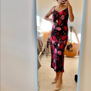 SOLD silk floral dress with low back